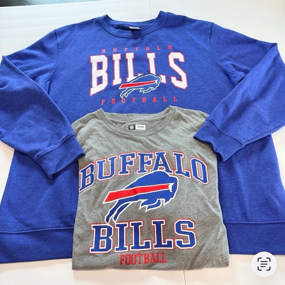 Buffalo Bills Men's 2XL T-Shirt & Sweatshirt Bundle NFL Football Blue Gray